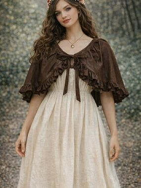 Brown faux leather capelet Bolero